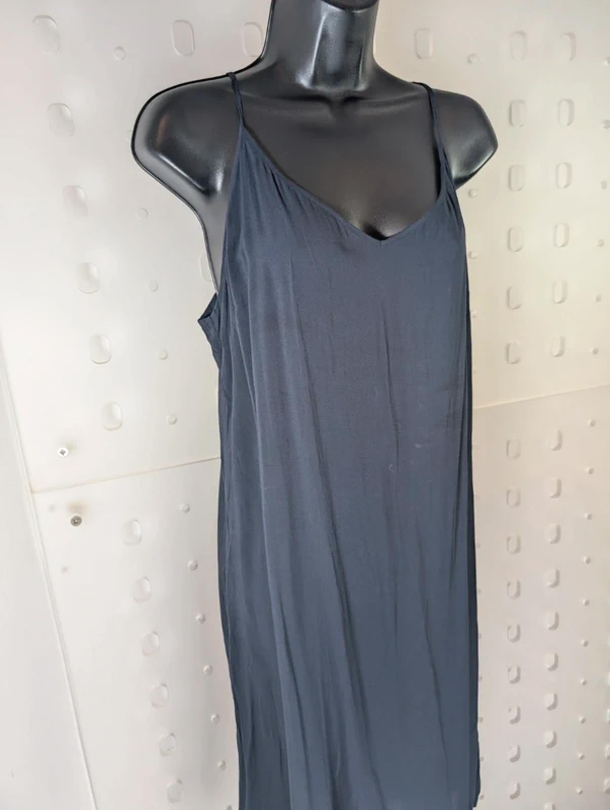 Jigsaw UK14 Navy Check Cotton Linen Blend Maxi Dress with Slip