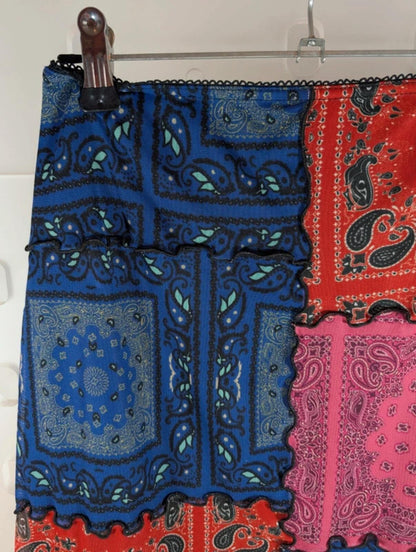 Urban Outfitters Patchwork Mesh Mini Skirt XS Boho Festival Y2K
