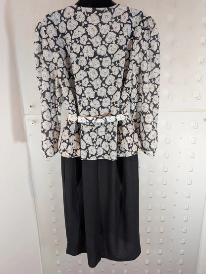 Vintage Classic Collection Black White Peplum Dress UK18