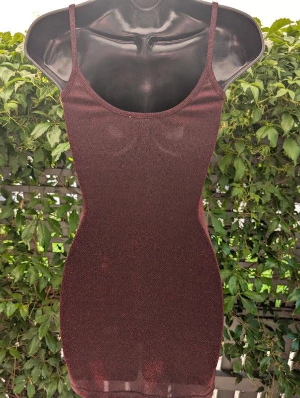 Mistress Rocks Glitter Mini Dress Red Black XS