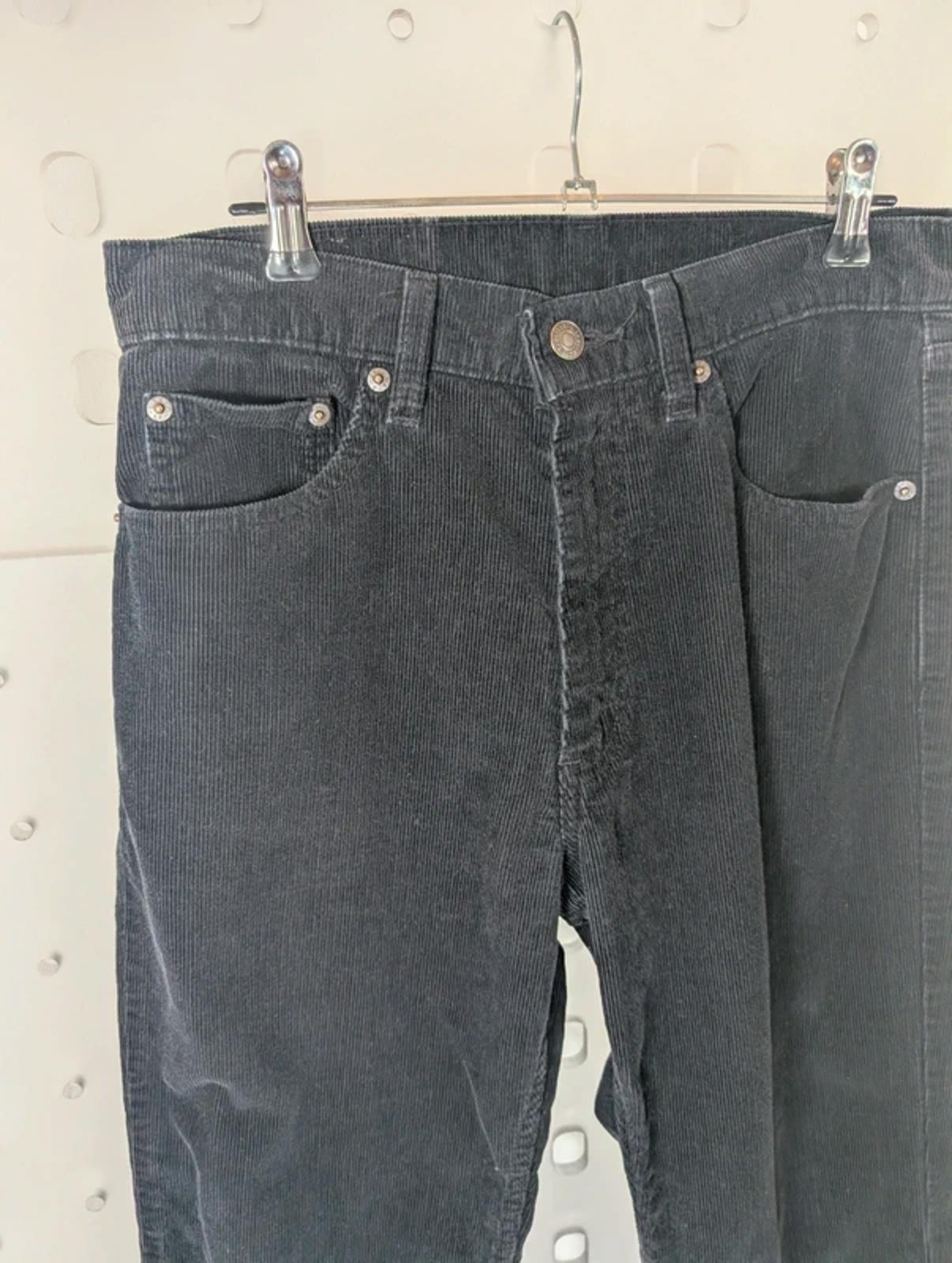 Levi's Black Corduroy Trousers W30 Cropped Straight Leg