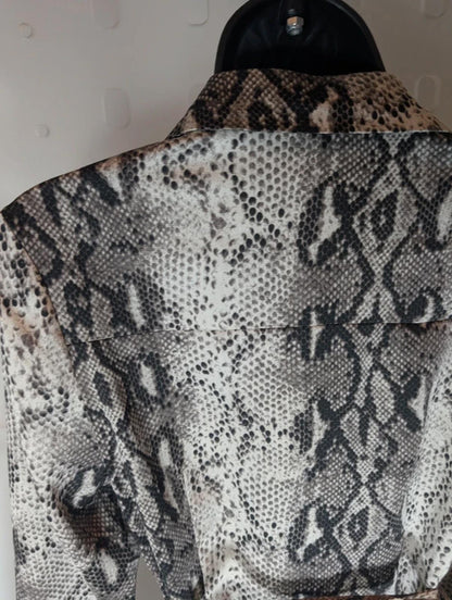 Lola May Snake Print Midi Shirt Dress UK 8 Safari Chic