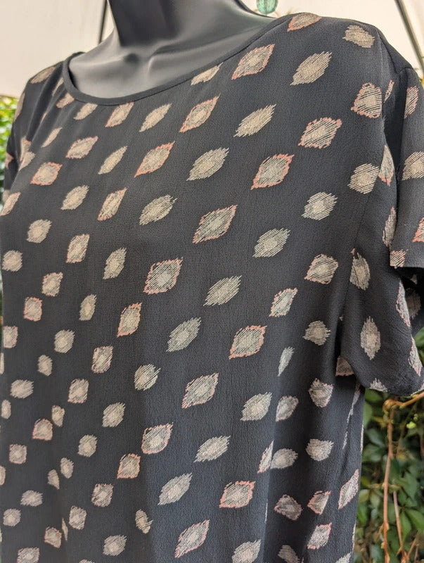 Toast Dark Forest Grey Green Flared T Shirt Top UK14