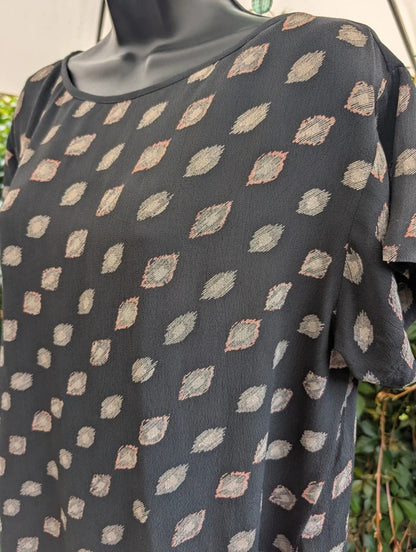 Toast Dark Forest Grey Green Flared T Shirt Top UK14