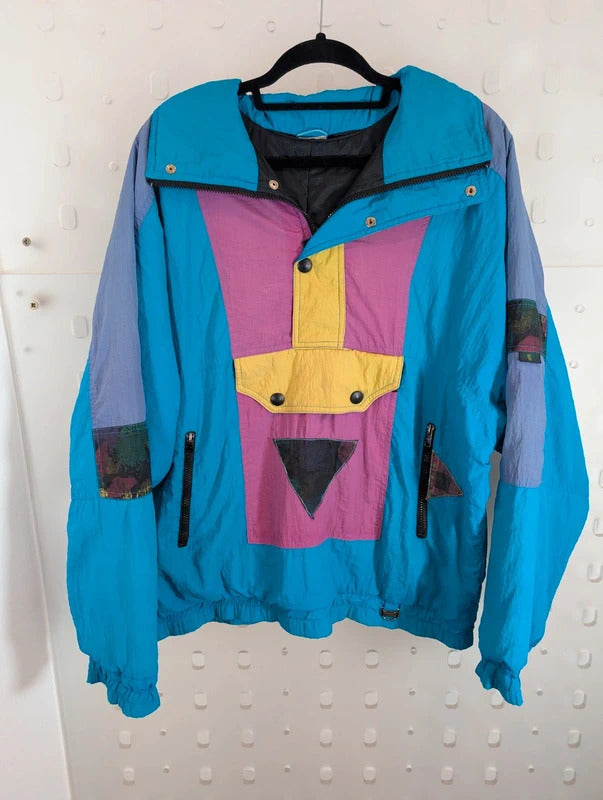 Vintage C&A Rodeo Colour Block Shell Jacket Small 80s 90s