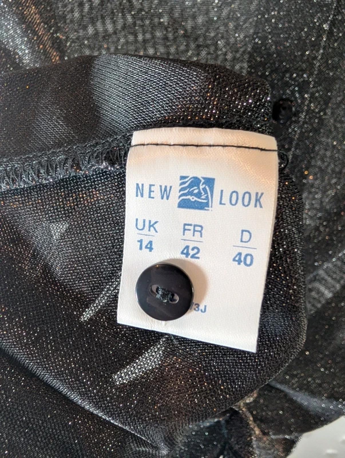90s Vintage New Look Grey Sparkle Cardigan – Y2K Party Button Through UK12