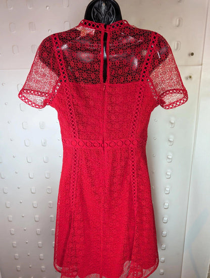 Michael Kors red lace fit & flare occasion dress – size 2