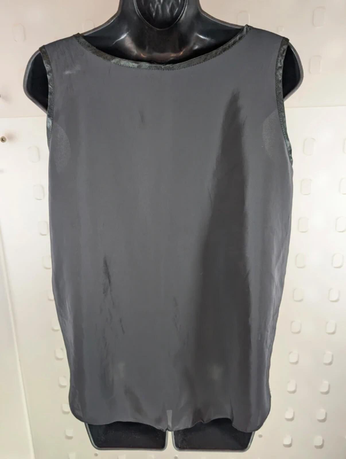 Loriana London Black Tank Top UK10 12 Satin Trim Tie Front