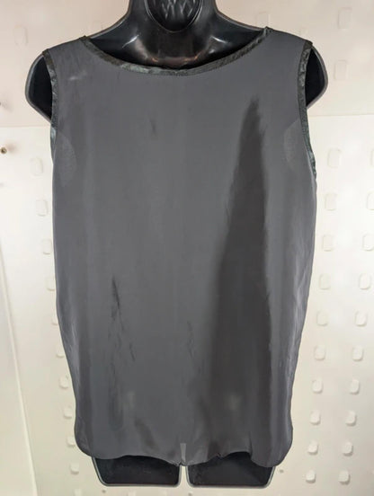Loriana London Black Tank Top UK10 12 Satin Trim Tie Front