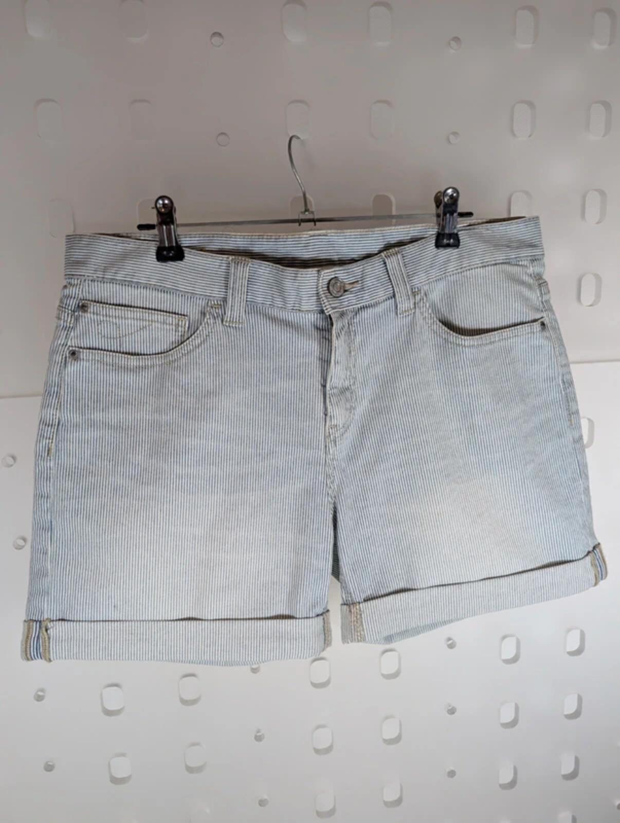 Mantaray Blue White Pinstripe Denim Shorts UK12