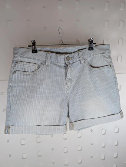 Mantaray Blue White Pinstripe Denim Shorts UK12