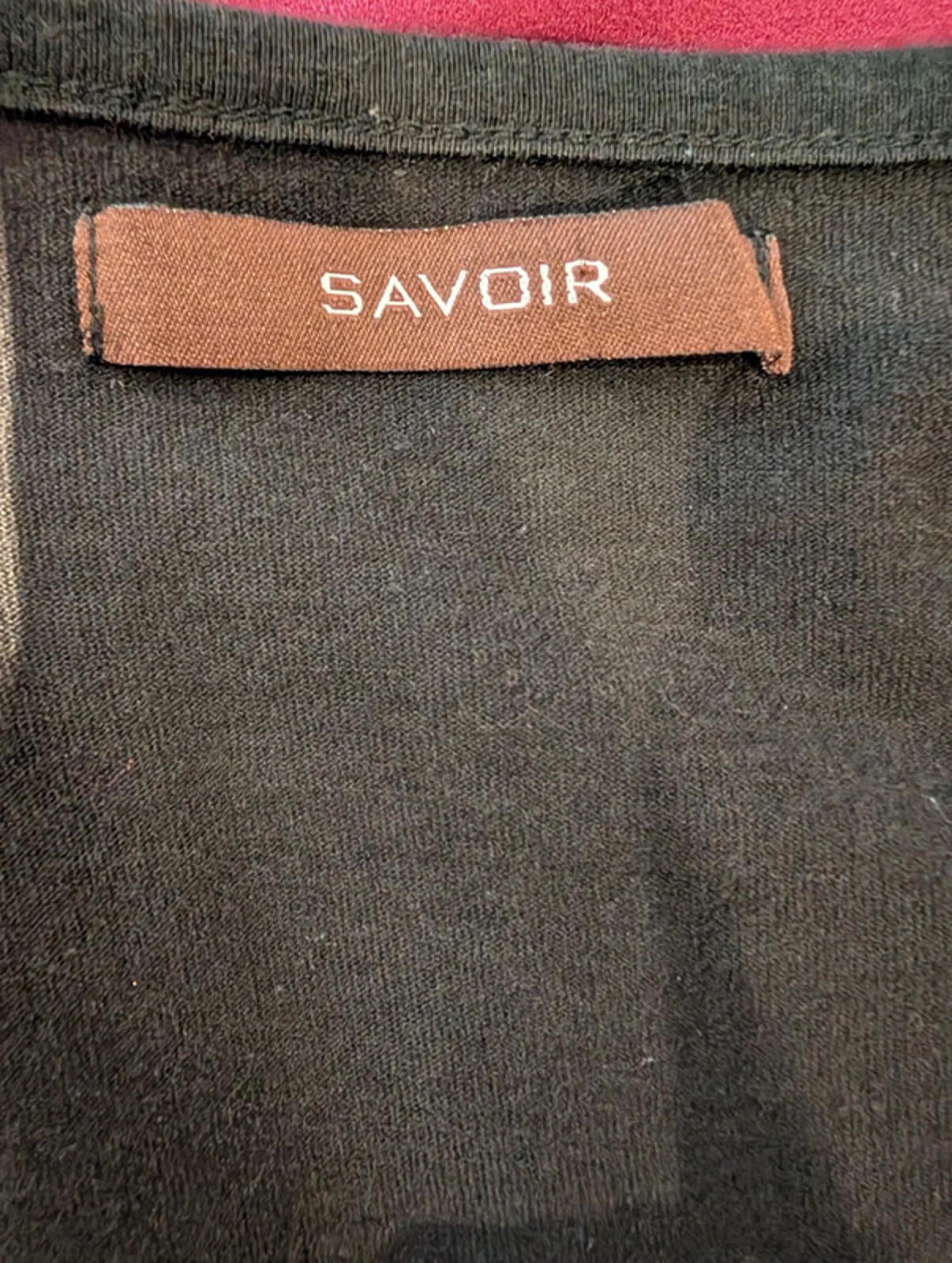 Savoir black jersey tunic top with keyhole neckline – L