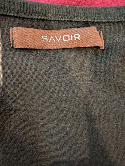 Savoir black jersey tunic top with keyhole neckline – L