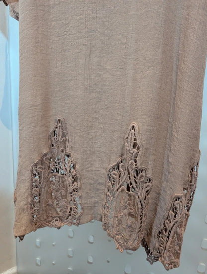 BluIvy Boho Crochet Long Shirt Dress Size L