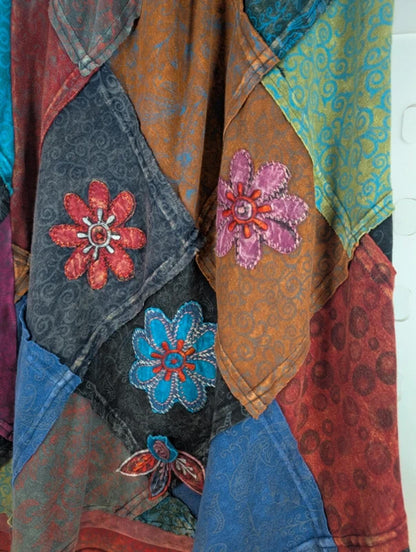 Gringo Patchwork Midi Skirt Fair Trade Cotton Nepal M/L