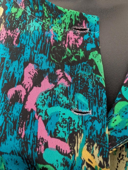 Vintage Handmade 1980s Abstract Print Shirt Pink Blue Green