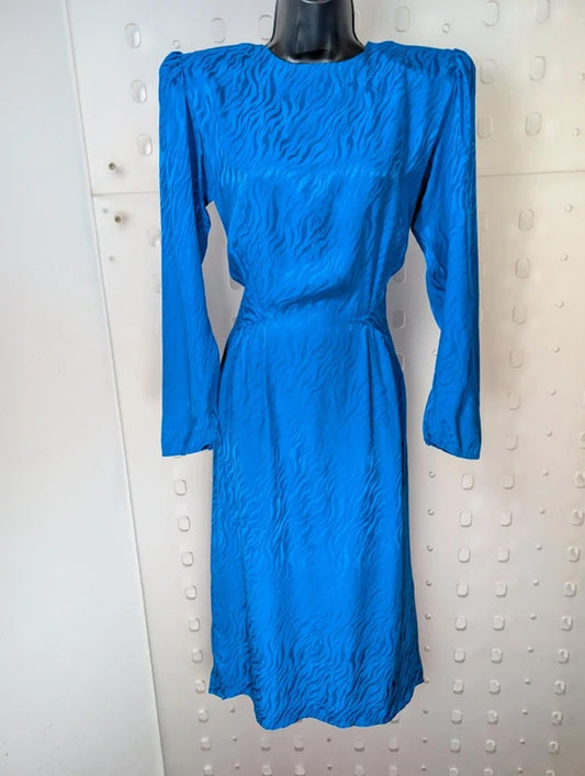 Vintage 80s Pure Silk Dress – Argenti Made in Hong Kong Statement Shoulders UK10