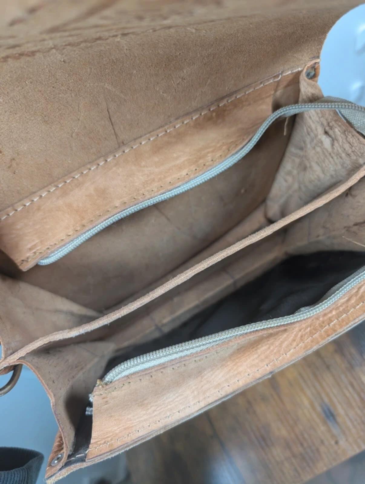 Hand Tooled Leather Crossbody Bag Artisan Handmade Unused