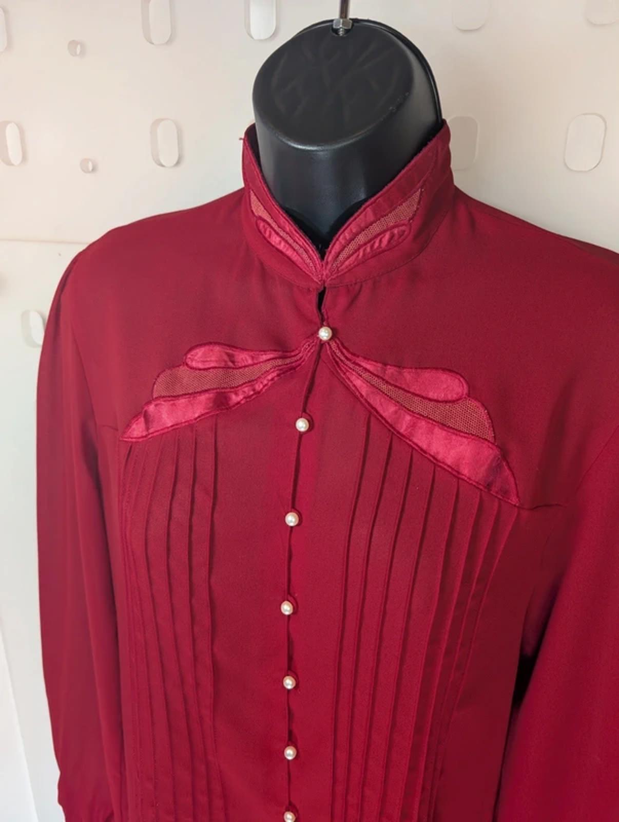 Vintage Jacques Vert Pearl Button Blouse 80s Hong Kong