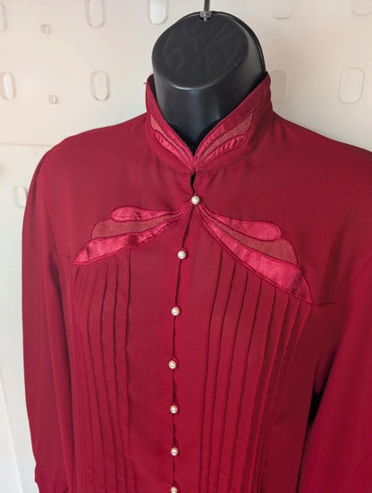 Vintage Jacques Vert Pearl Button Blouse 80s Hong Kong