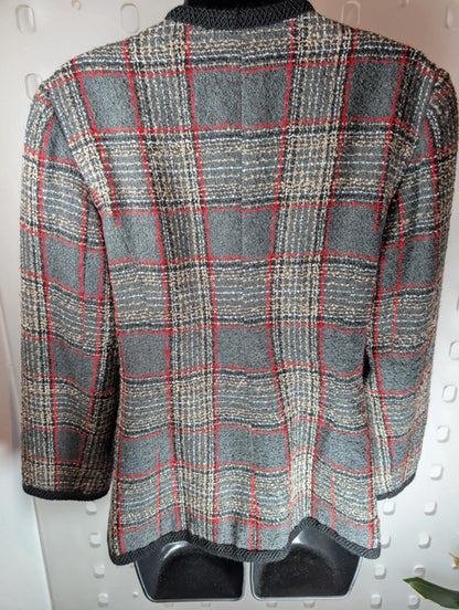 Vintage bouclé check jacket unlabelled (estimated UK 10).