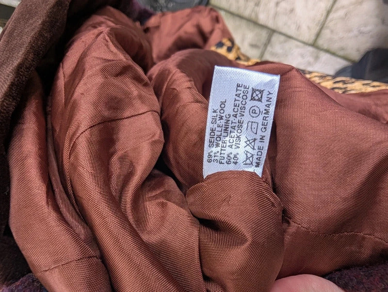 Vintage Tullo Mixed Media Velvet Patch Jacket Brown UK14