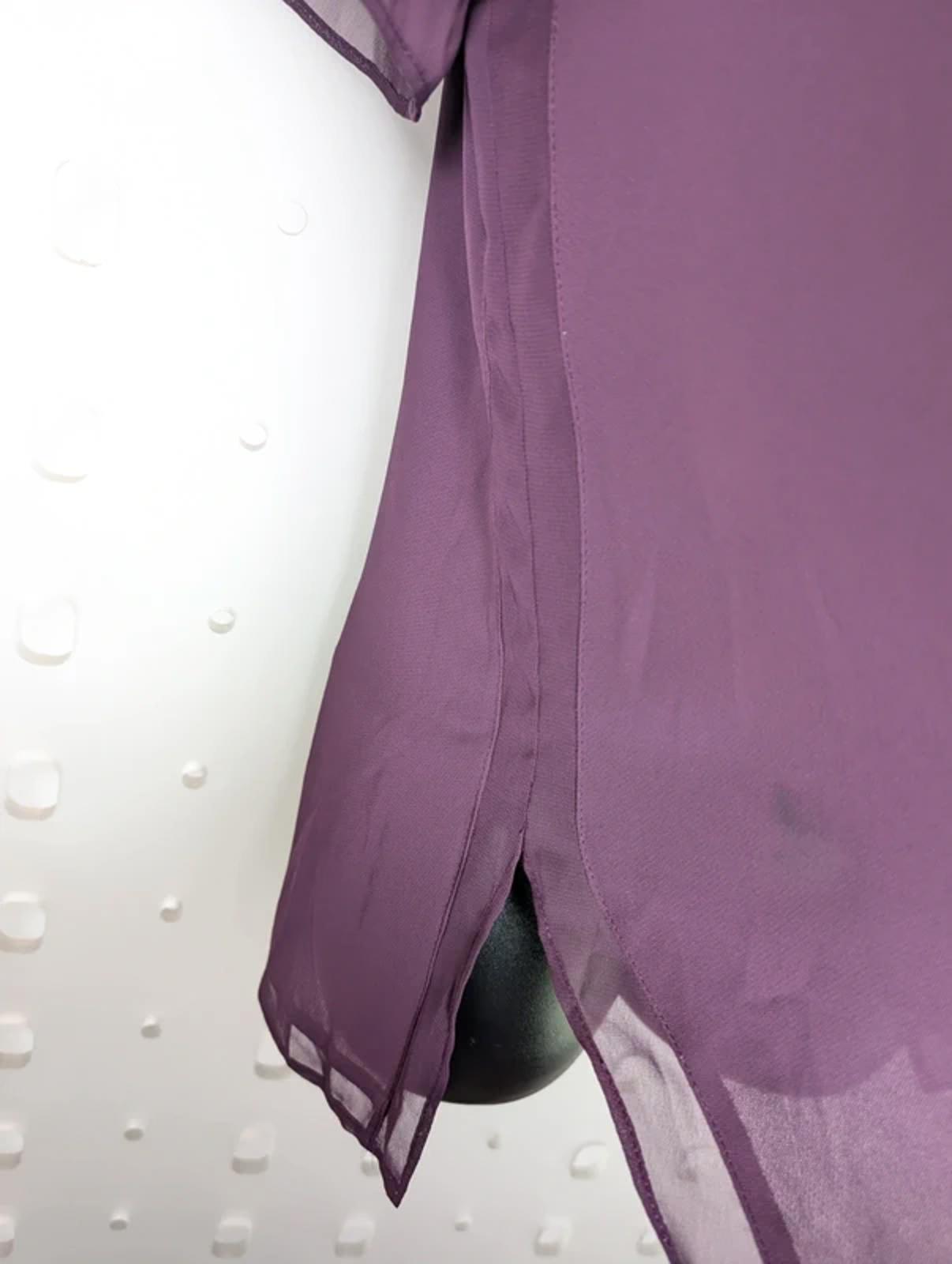 DKNY Aubergine Sheer Trim Blouse UK 8