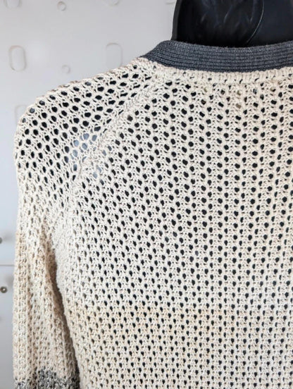 Fat Face Crochet Ombre Cardigan UK10 Cotton Blend Button Through Longline