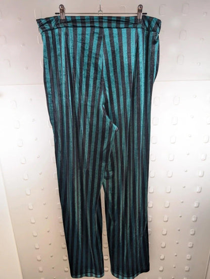 Soaked in Luxury velvet striped wide leg trousers medium gothic boho black green