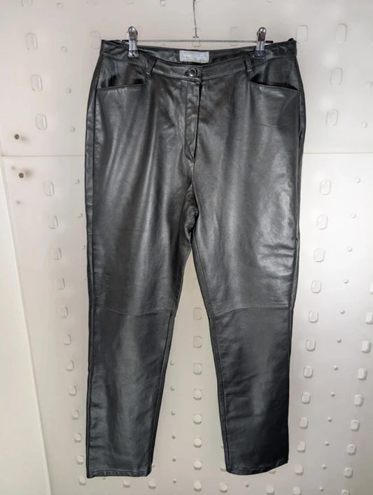 Laura Clement Lambs Leather Trousers UK12 Soft Leather Tailored Slim Leg