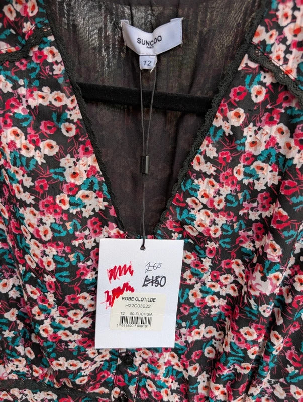 Suncoo Paris Clotilde Floral Midi Dress NWT UK10