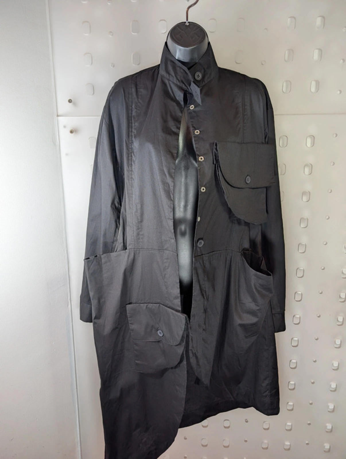 Miss City Utility Dress Jacket Black UK 12  Asymmetric Hem