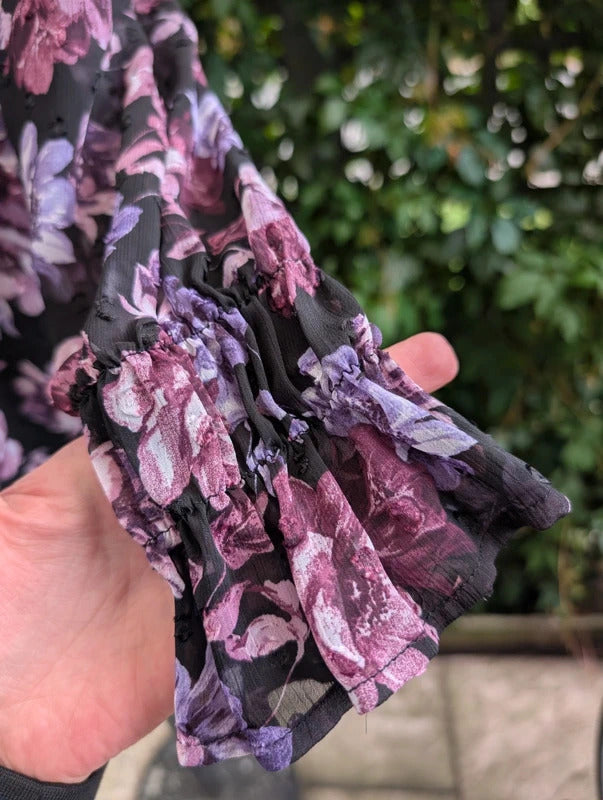 Mi Ami for Francesca's Floral Mini Dress Black Purple Small