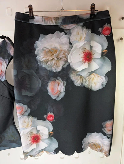 Ted Baker 2 Piece Set – Moody Floral Print, Rose Gold Zip – UK 10/12