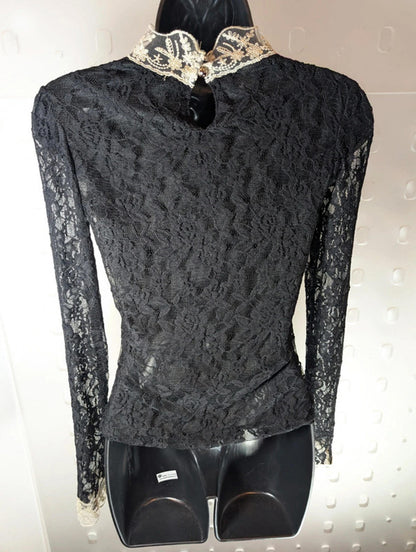 Korean Lace Top with Beaded Collar – XS (est.)