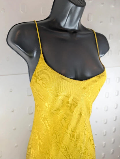 Topshop Satin Slip Mini Dress Yellow UK10