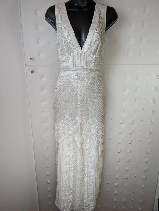Karen Millen “Armour” Beaded Ivory Gown UK6 Bridal / Occasion Dress Sold Out