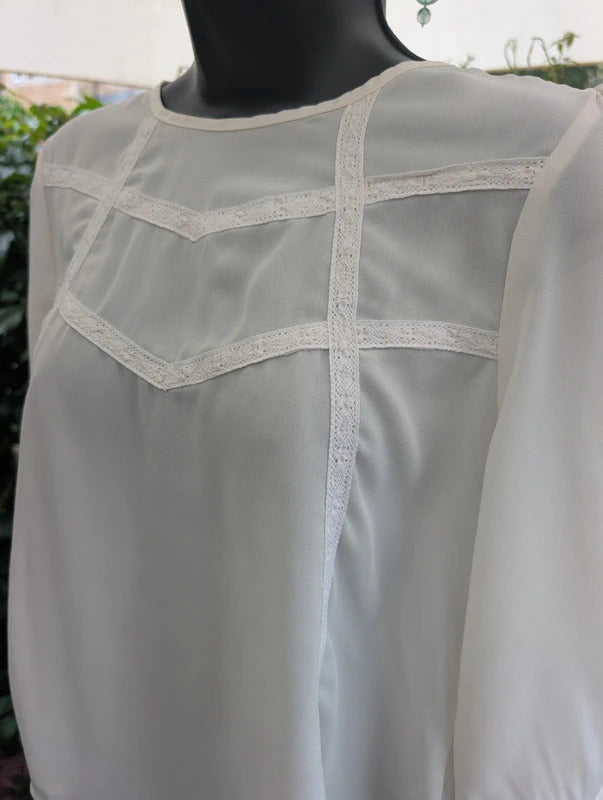 Elodie Lace Blouse Cream Small