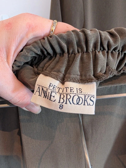 Vintage Anne Brookes Petite Khaki Trouser Suit UK8