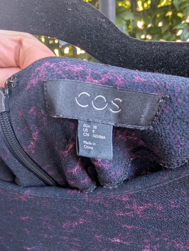 COS Printed Shift Dress Plum Purple EU38