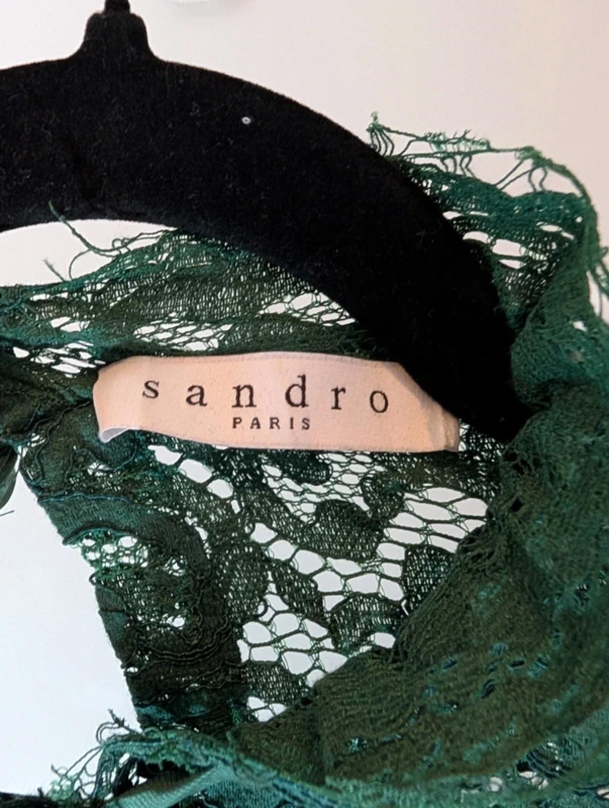Sandro Paris Green Lace Mini Dress Keyhole Back Fitted