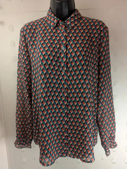 Sandwich geometric print shirt – size UK 10