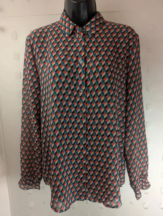 Sandwich geometric print shirt – size UK 10