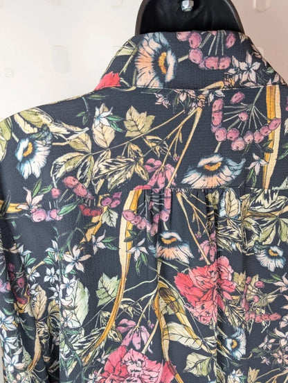 Cotswold Collection Dark Floral Blouse Shirred Hem UK 14
