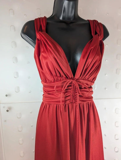 Josh Charles Vintage 70s Maxi Dress Made In England Cummerbund Waist