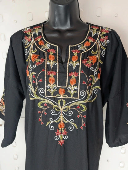 Vintage Middle Eastern Embroidered Kaftan XL – Boho Festival