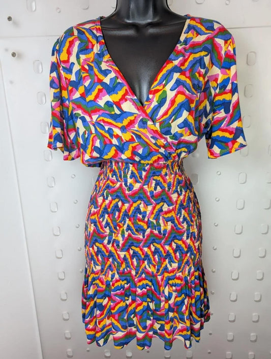 Sweewë Abstract Print Shirred Mini Dress