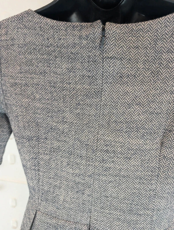 Komodo Grey Cotton Wool Fit & Flare Dress Size 1 UK8