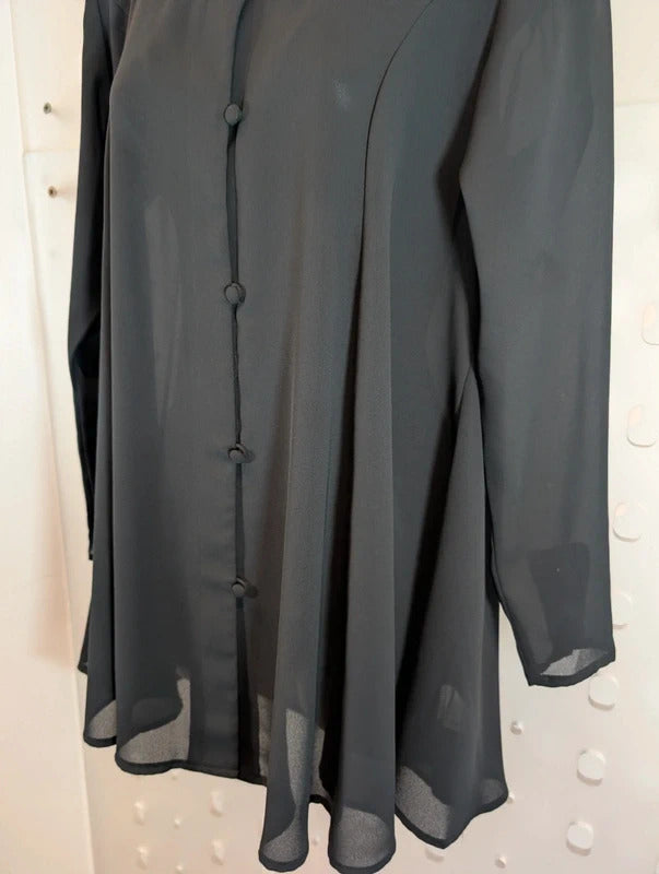 Vintage 90s Next Originals Sheer Black Longline Shirt UK8