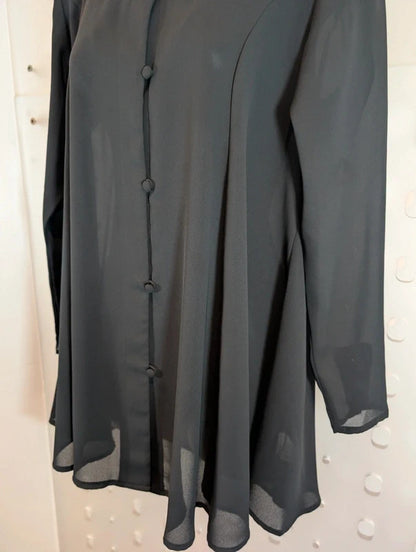 Vintage 90s Next Originals Sheer Black Longline Shirt UK8